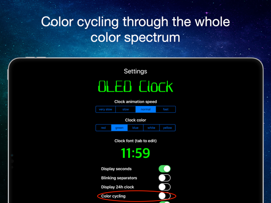 OLED Clock iPad screenshot