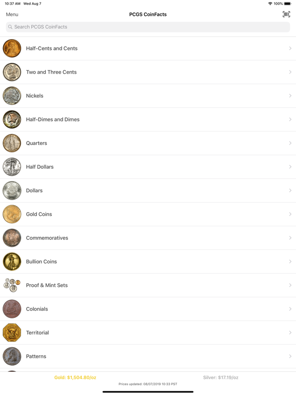 PCGS CoinFacts Coin Collecting iPad screenshot 6 - Reference app
