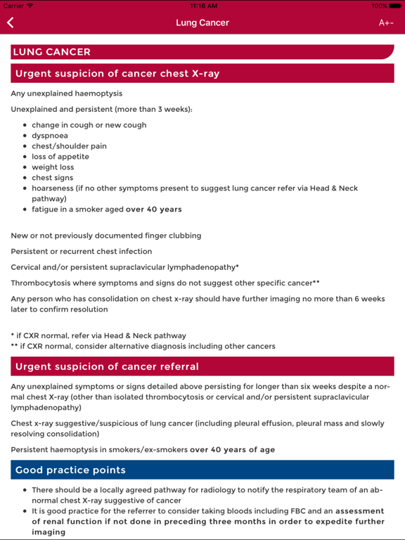Cancer Referral Guidelines iPad screenshot 4 - Medical app