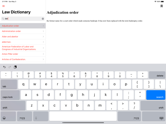 Law Dictionary Offline iPad screenshot