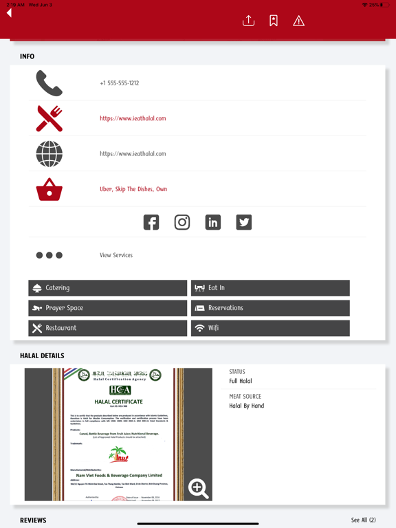 iEatHalal iPad screenshot 4 - Food & Drink app