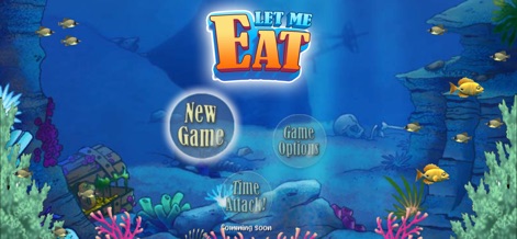 Let Me Eat : Feeding Frenzy - The main menu provides clear options for starting a 'New Game' or adjusting 'Game Options', all centered around the prominent 'Let Me Eat' title.