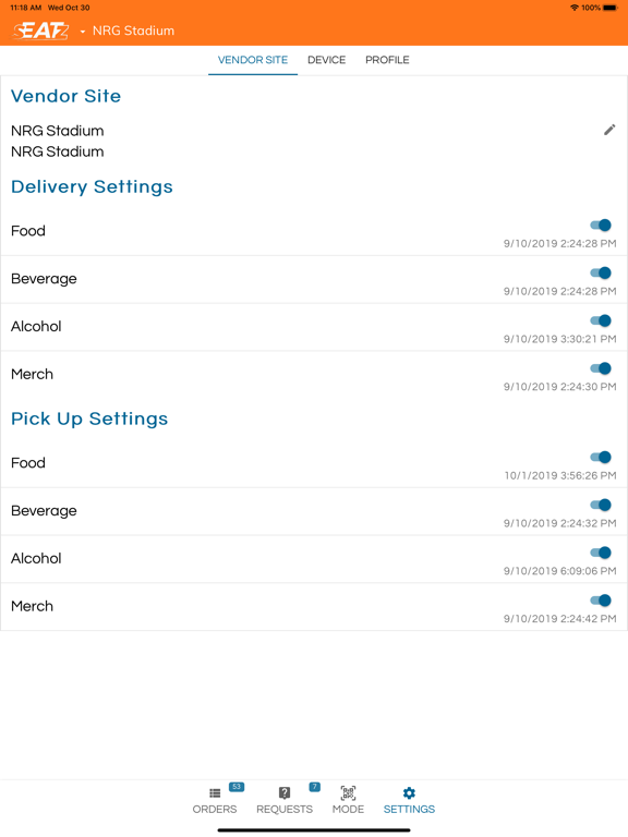 sEATz Operations iPad screenshot 4 - Food & Drink app