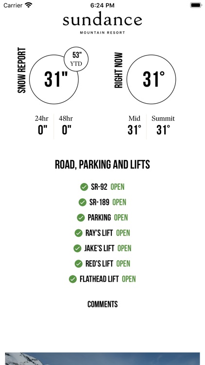 Sundance Resort Conditions