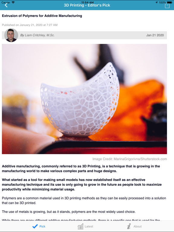 Screenshot #5 pour 3D Printing by AZoNetwork