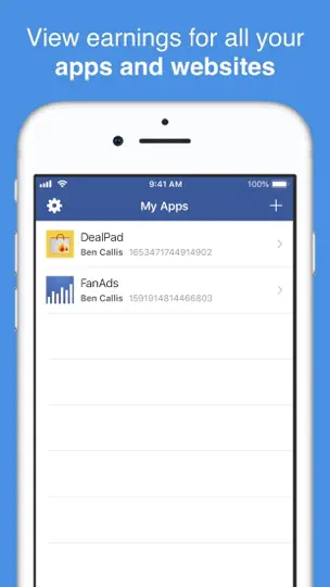 Capture d'écran de FanAds - Revenue Reporting sur iPhone 2