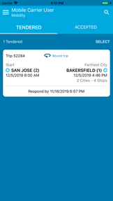 Transportation Mobile User screenshot