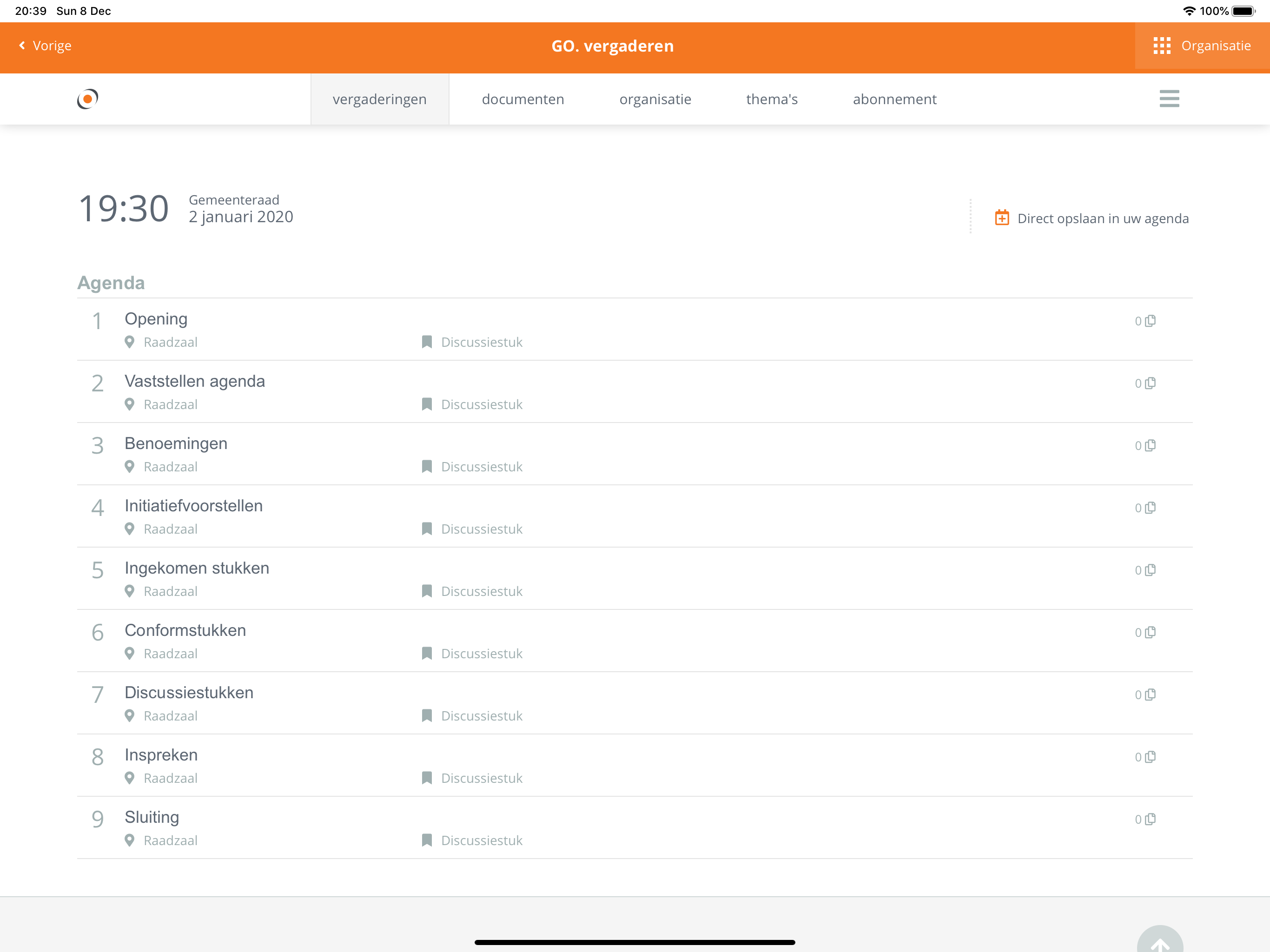 GO. vergaderen screenshot 4