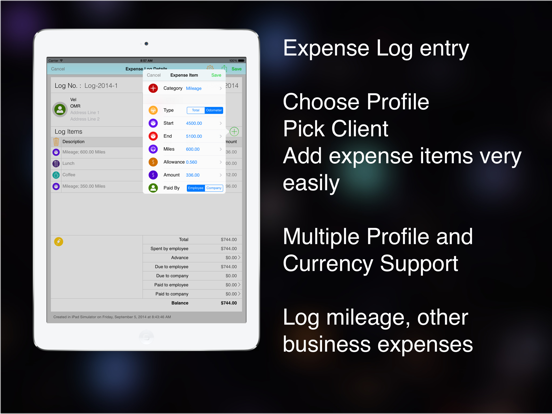 Business Expense Tracker iPad screenshot