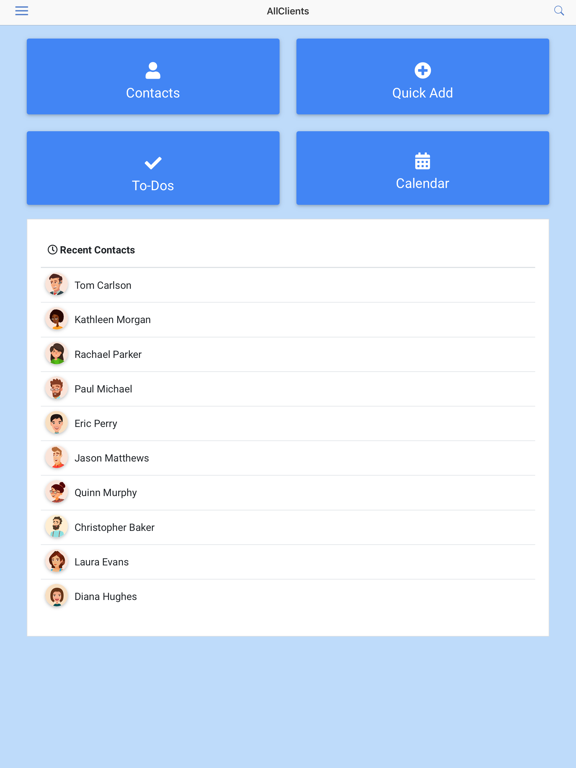 AllClients iPad screenshot 1 - Business app