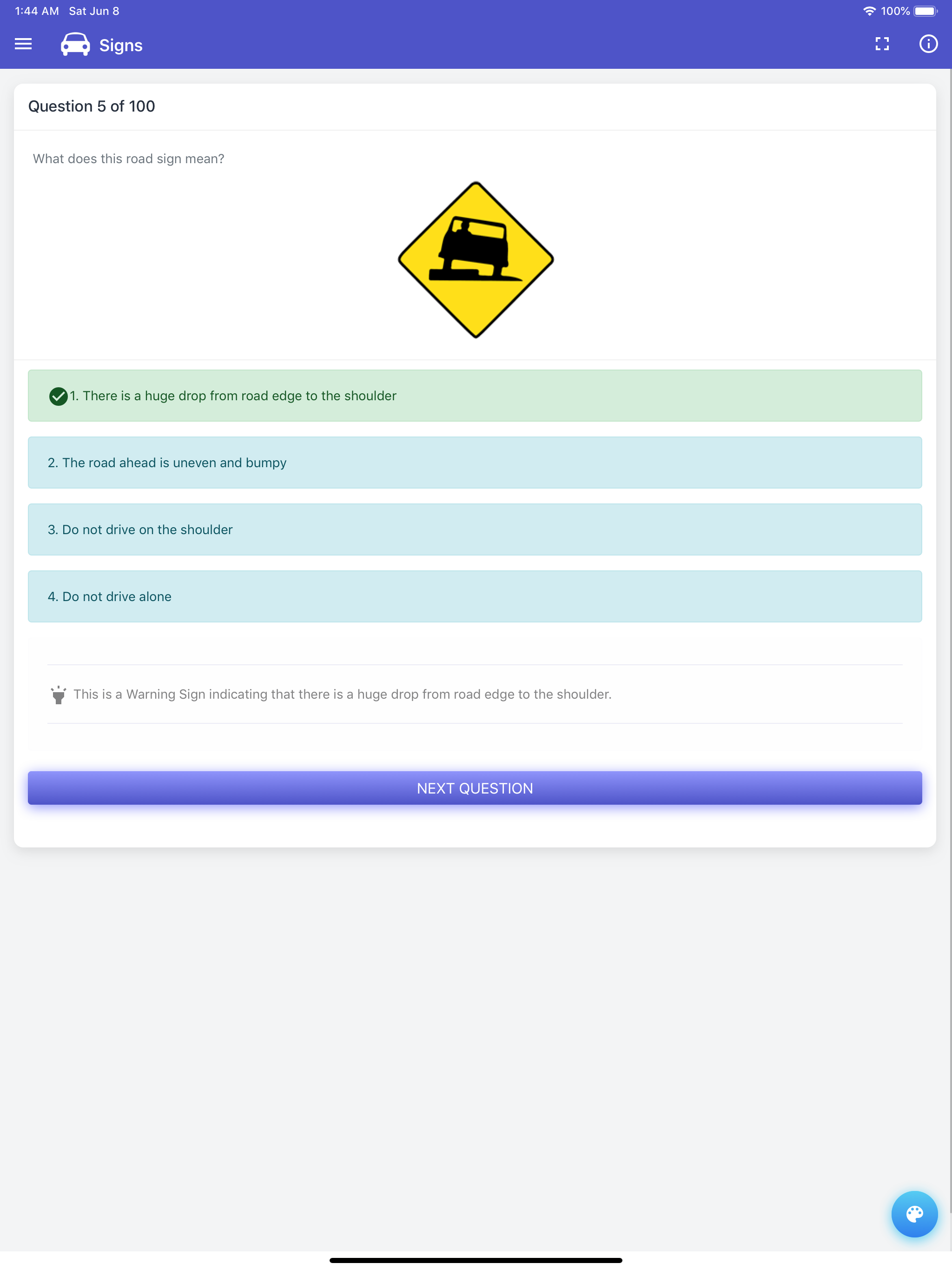Indiana BMV Practice Exam screenshot 16