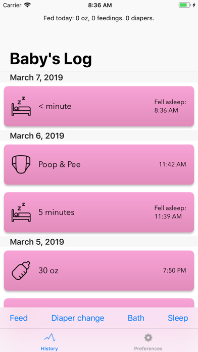 Screenshot #1 pour Newborn Logbook
