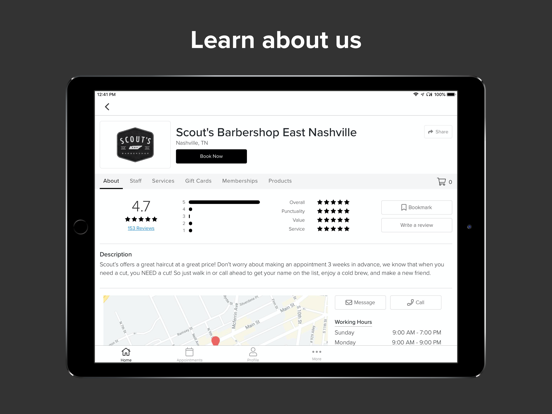 Scout's Barbershop iPad screenshot 2 - Lifestyle app