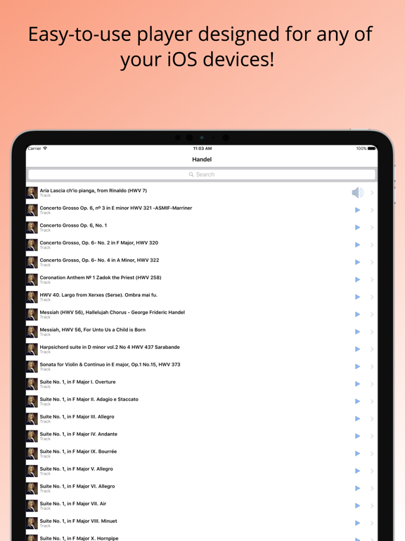The Best of Handel - Music App iPad screenshot 5 - Music app