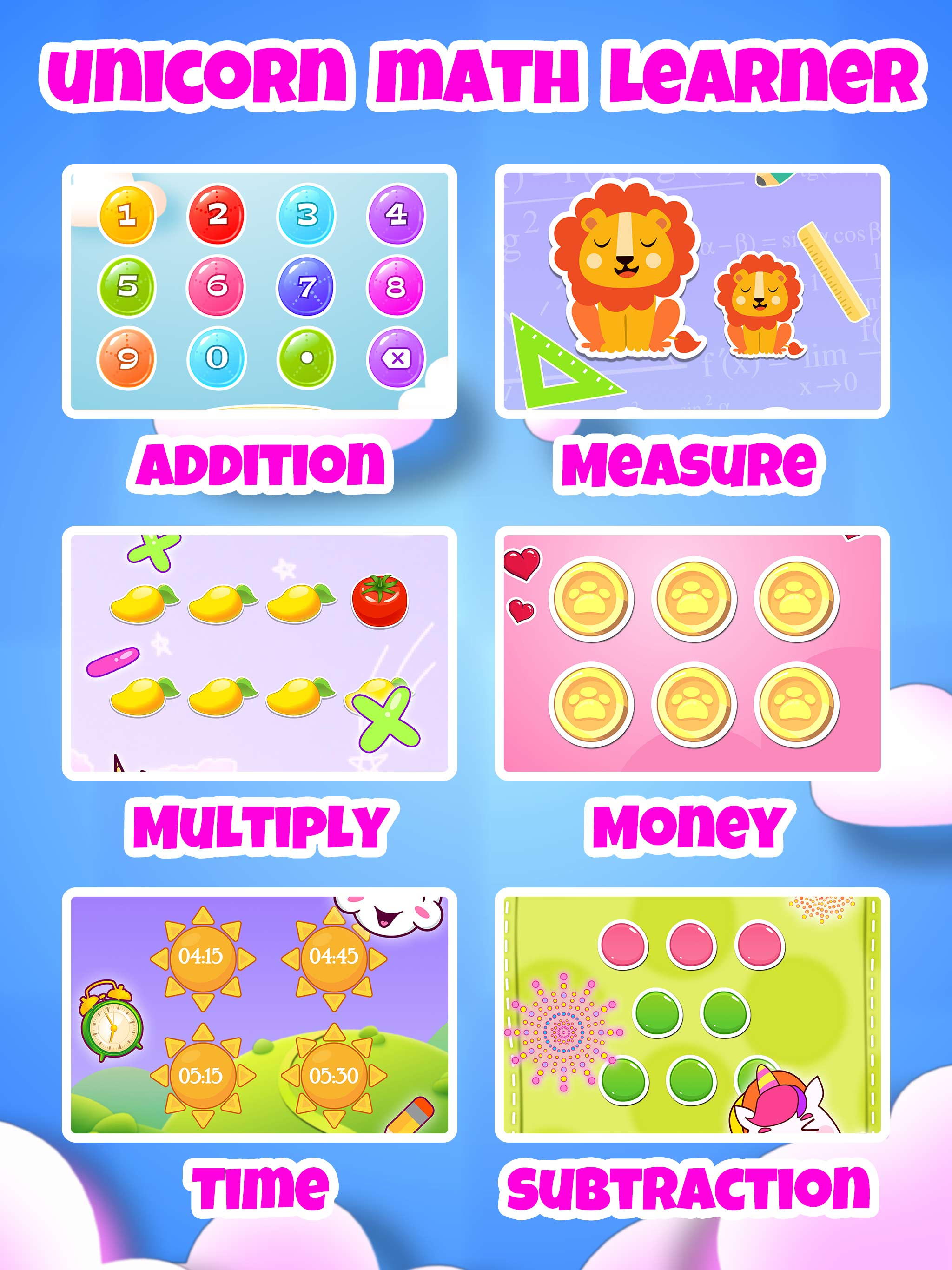 Baby Unicorn Girl Math Games