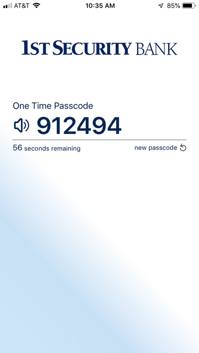 1st Security Mobile Token Screenshot