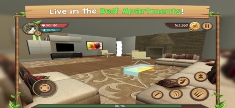 Cat Sim Online: Play With Cats - Discover the luxurious living spaces available within the game, featuring modern apartment decor and ample room for feline adventures.