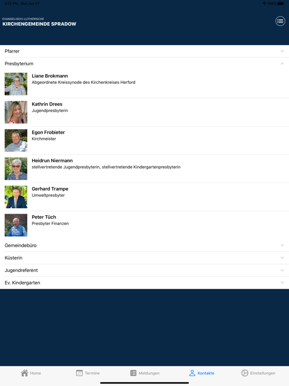 Kirchengemeinde Spradow iPad screenshot