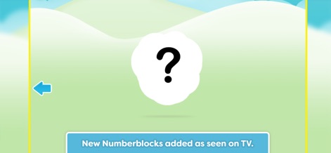 Meet the Numberblocks! - This screen hints at future discoveries with a mysterious question mark representing new characters, excitingly promising "New Numberblocks added as seen on TV." content.