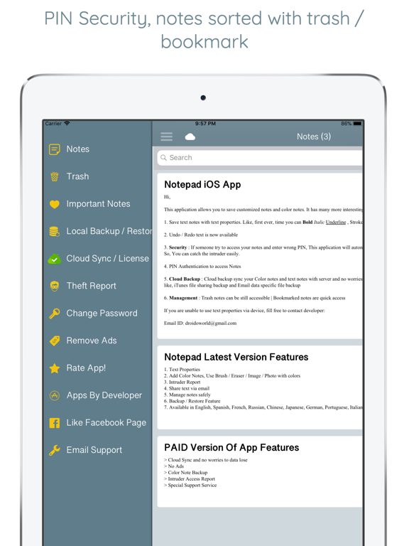 Notepad - An Organised Notes iPad screenshot 5 - Productivity app