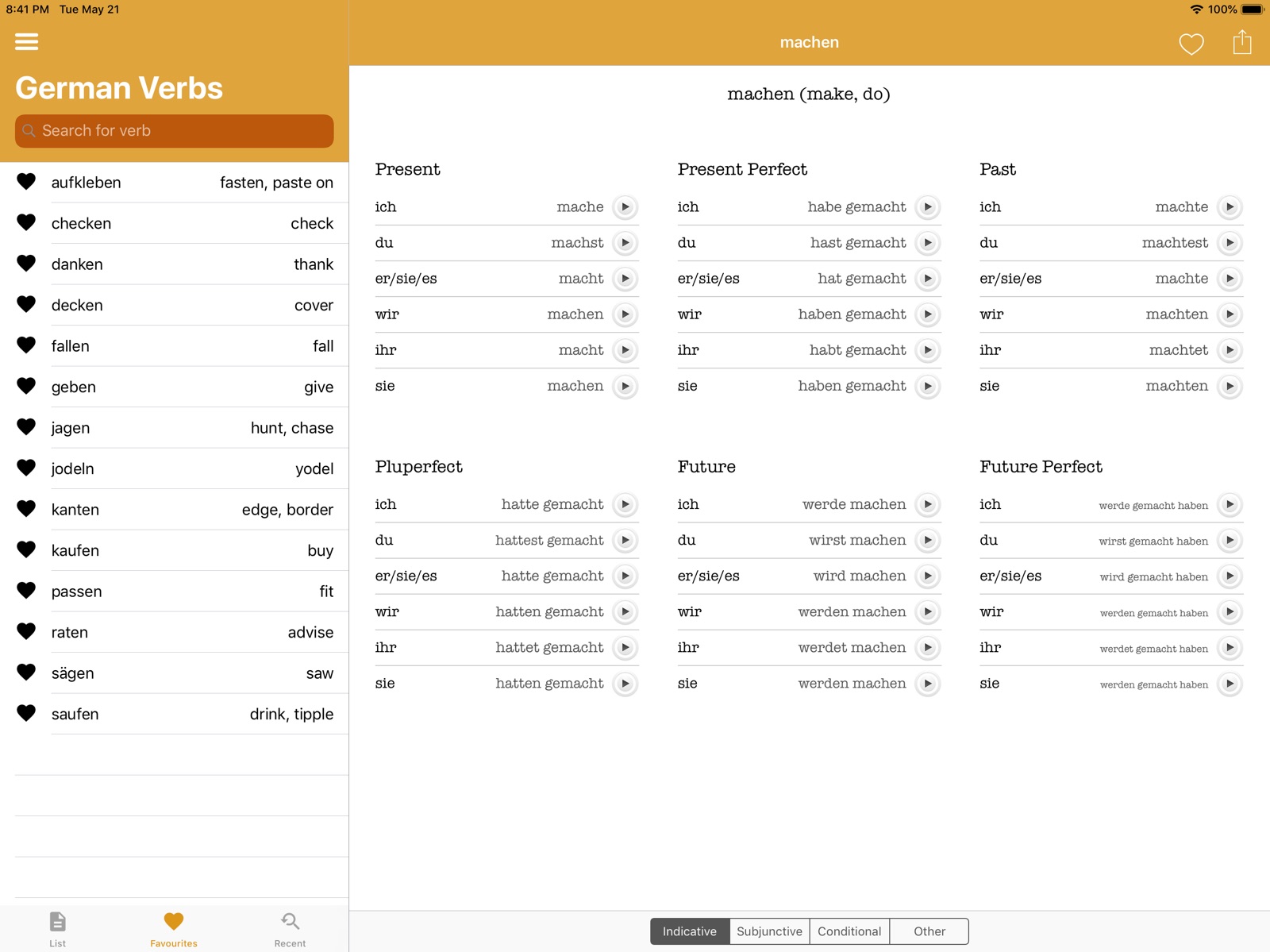 German Verb Conjugator ipad screenshot 4
