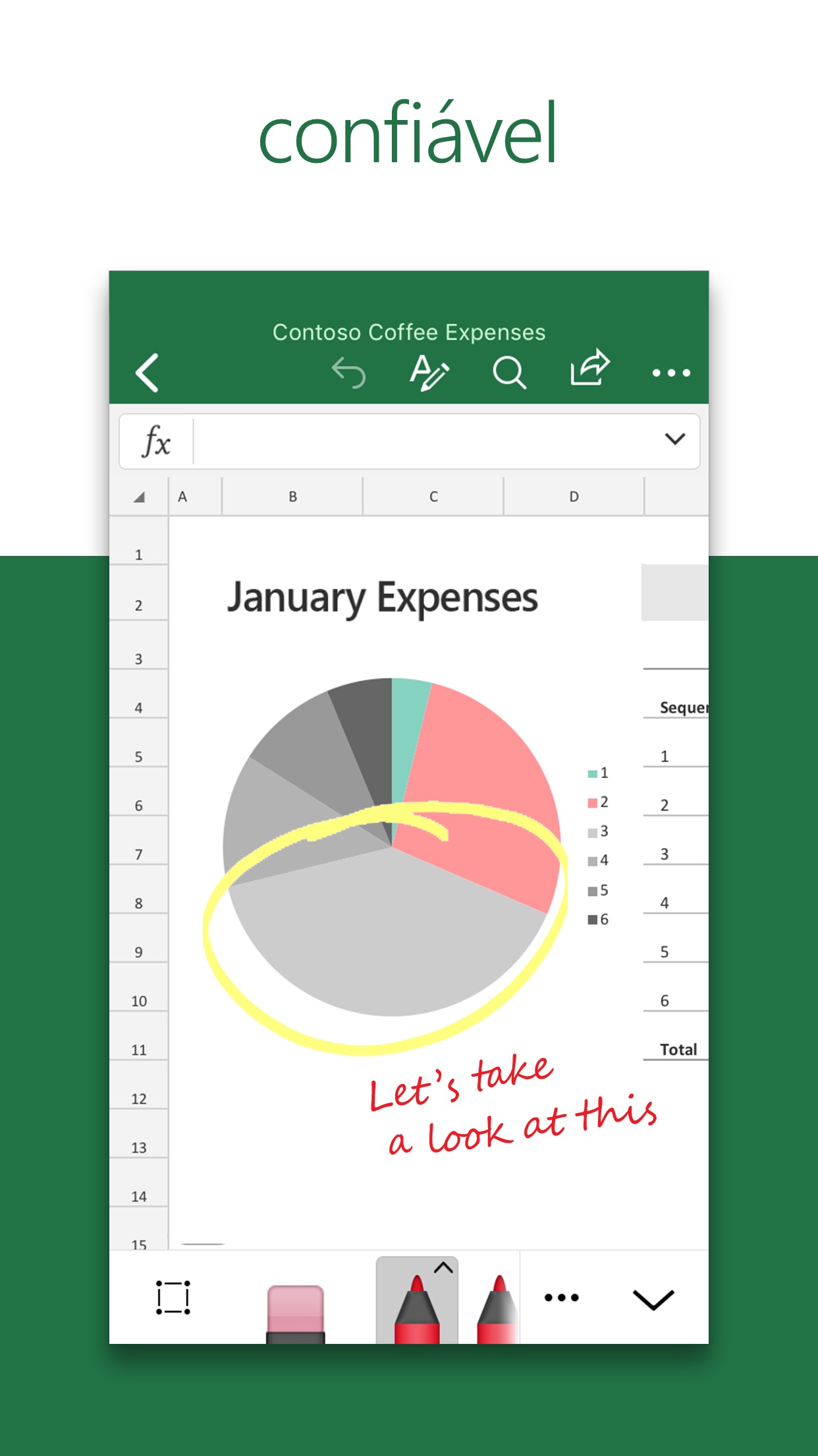 Screenshot do app Microsoft Excel