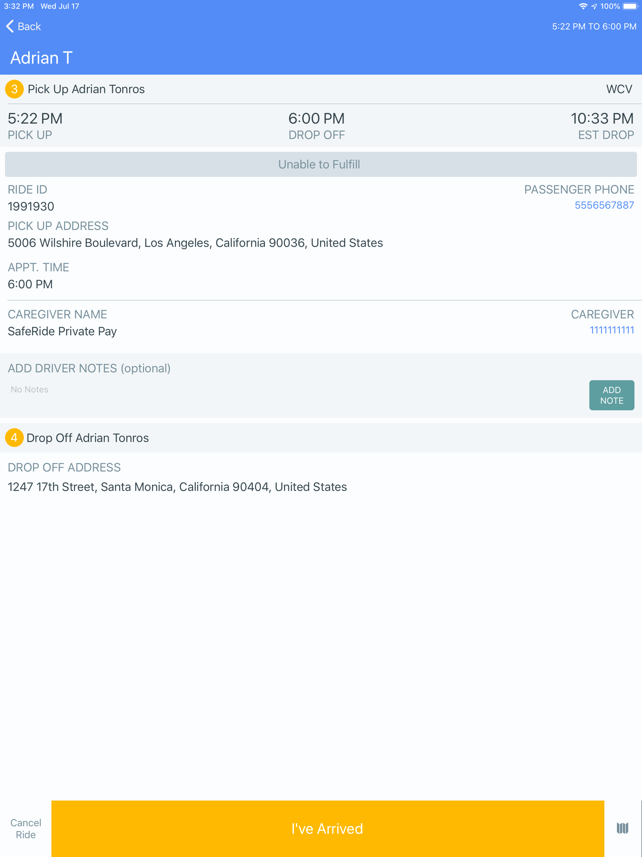 SafeRide Driver (NEMT)