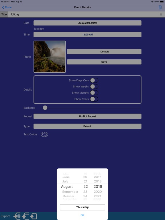 Countdown to an Event iPad screenshot 4 - Utilities app