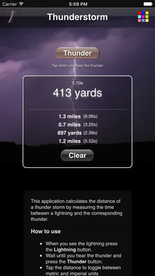 Screenshot von Gewitterrechner auf dem iPhone 4