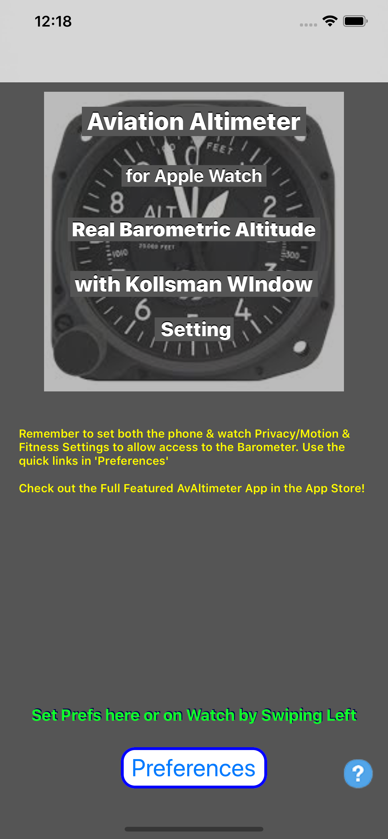 Aviation Altimeter for Watch