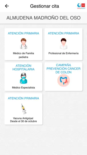 Captura de pantalla de Cita Sanitaria Madrid en iPhone 2
