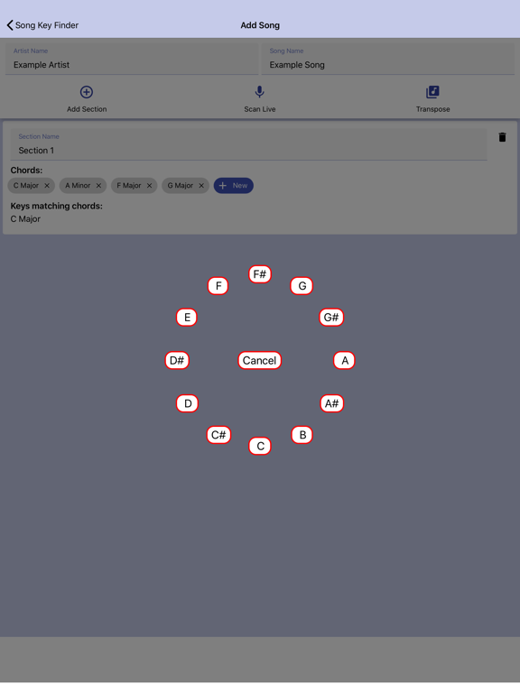 Song Key Finder iPad screenshot