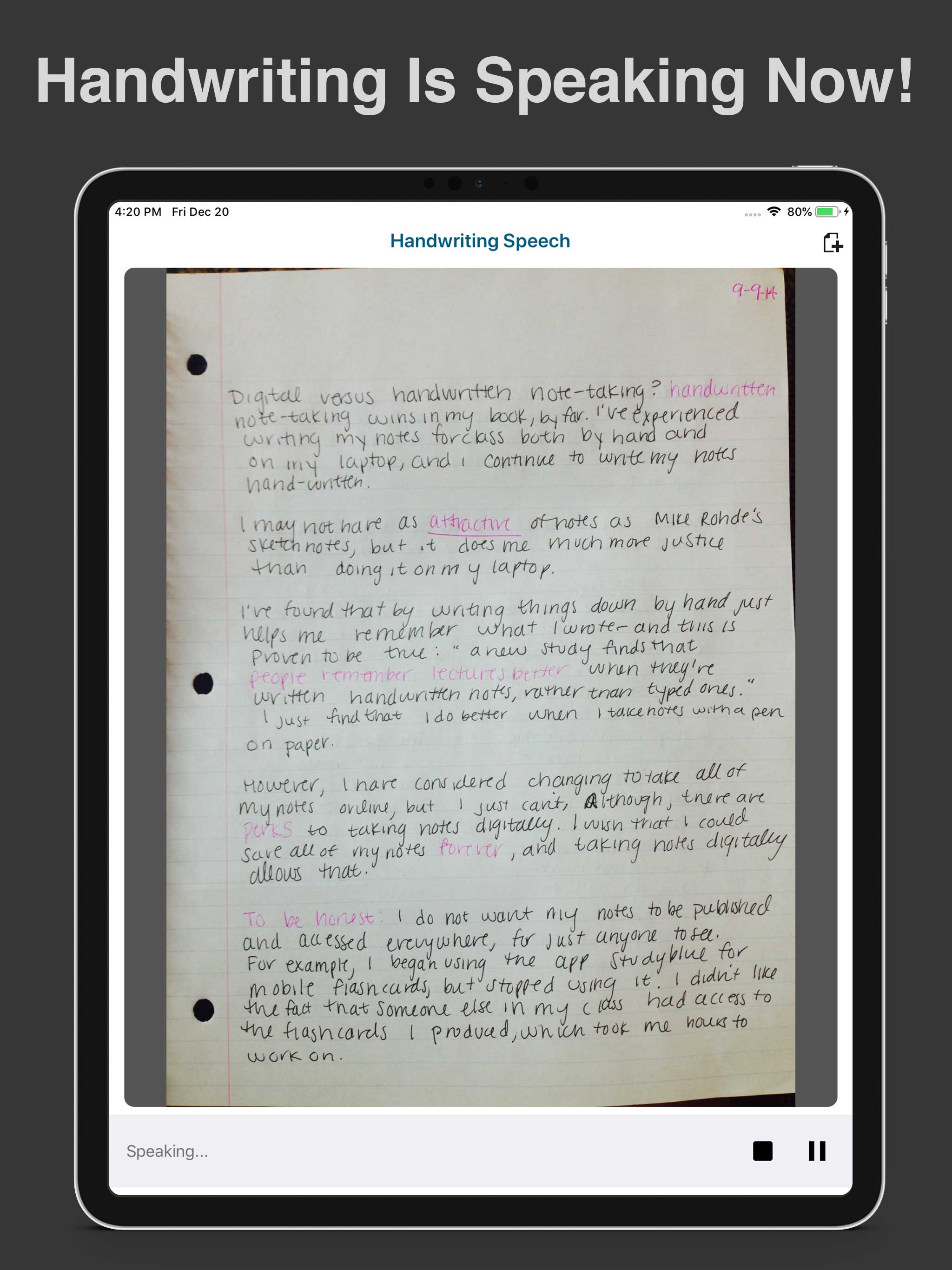 Handwriting Text To Speech OCR screenshot 3