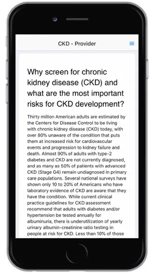 CKD - Screening screenshot 2