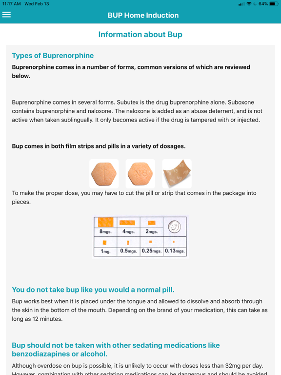 Buprenorphine Home Induction iPad screenshot 6 - Medical app