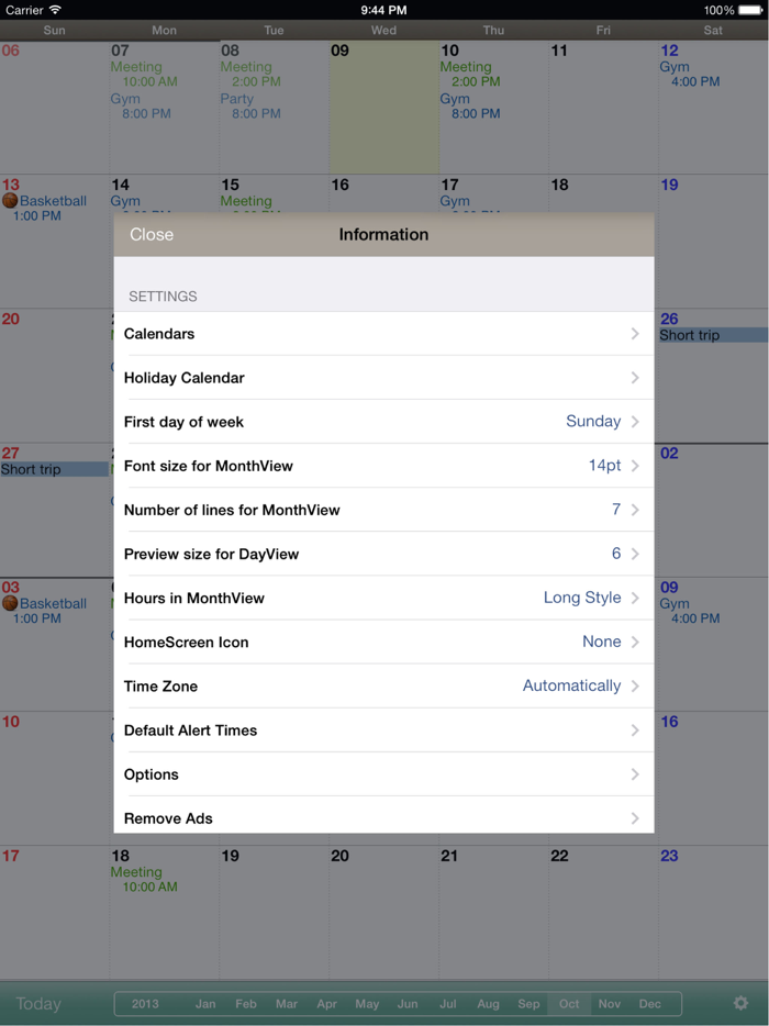 Monthly Calendar MocaHD
