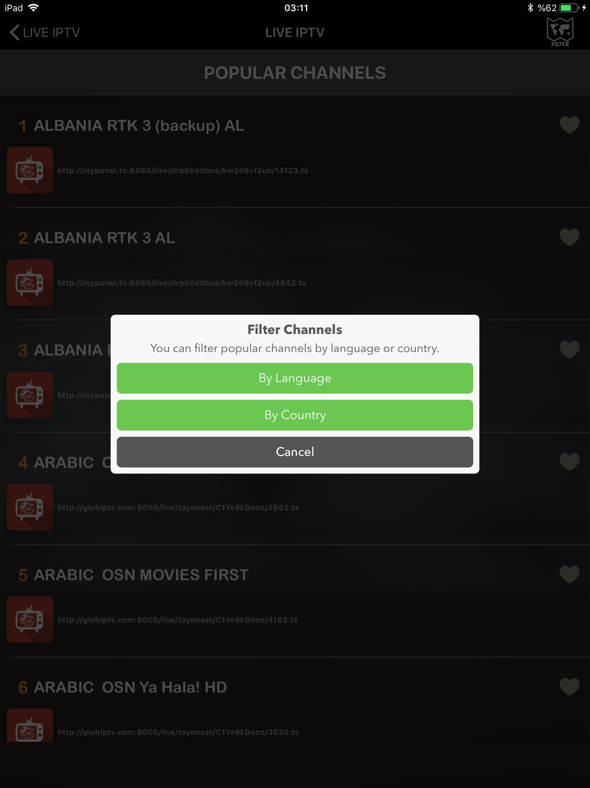 Live IP TV - M3U Stream Player