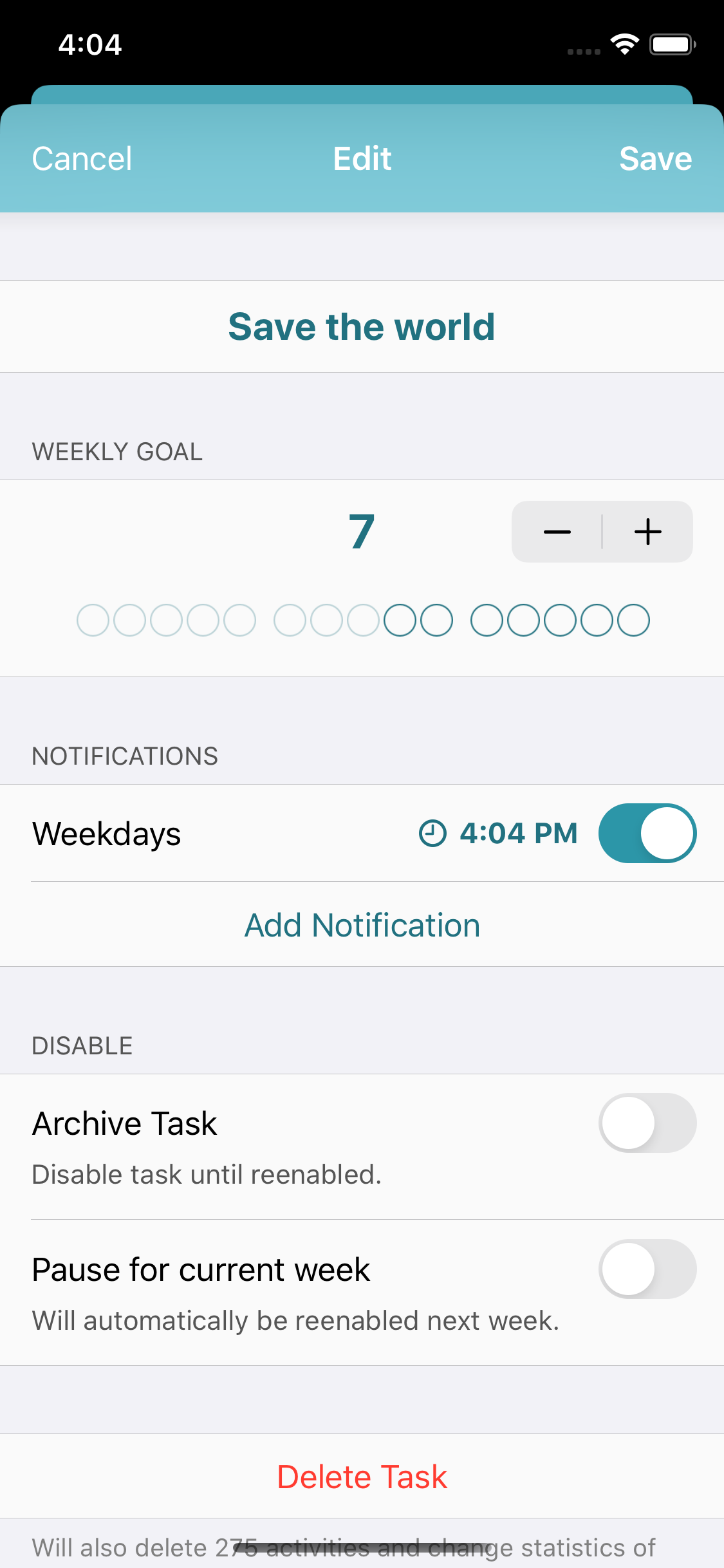 Weekly - Track frequent tasks