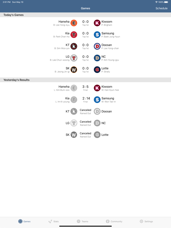 Korean Baseball Stats - MyKBO iPad screenshot 1 - Sports app