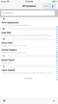Contacts last entries & search iPhone image 1