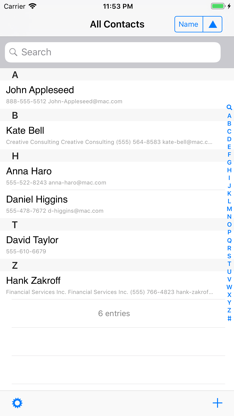 Contacts last entries & search screenshot 1