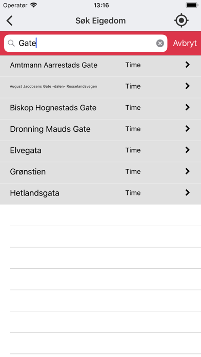 Renovasjon Time kommune Screenshot