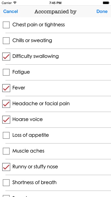 Symptoms Checker