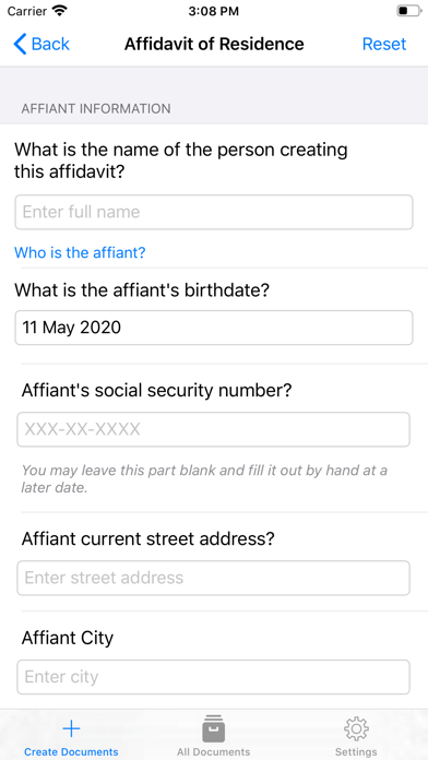 Affidavit Forms iPhone screenshot 3 - Productivity app