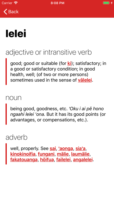Tongan-English Dictionary Screenshot