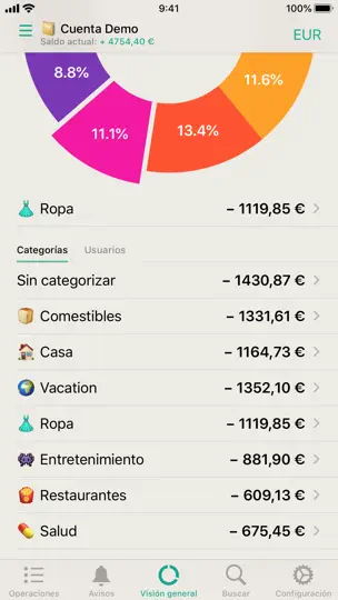 Captura de pantalla de CashSync en iPhone 2