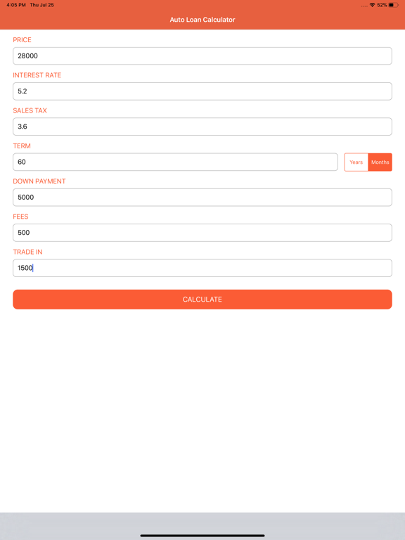 Auto Loan Calculator: Car Loan iPad screenshot
