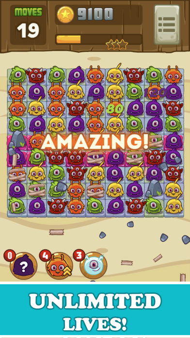 Screenshot #3 pour Funny Monsters puzzle Match 3