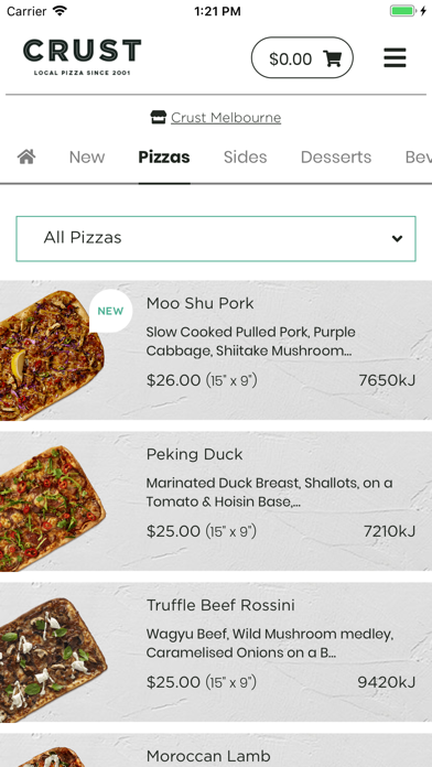 Crust Gourmet Pizza Bar Screenshot