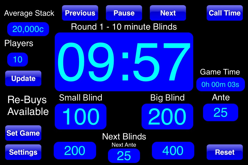 Poker Blinds Timekeeper screenshot 2